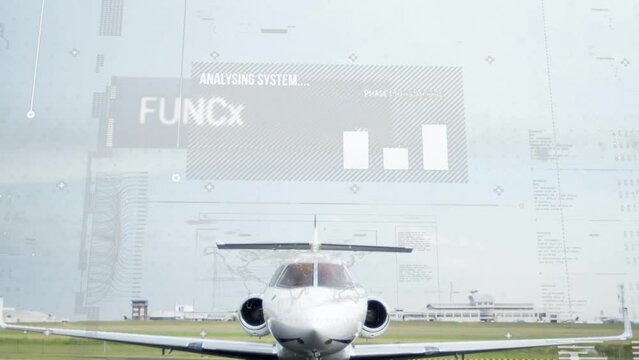 Animation of data processing over airplane