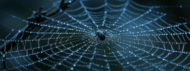 Halloween Haunted Spider Web in Shadowy Corner
