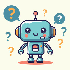 DIbujo de robot ai que responde preguntas con inteligencia artificial - obrazy, fototapety, plakaty