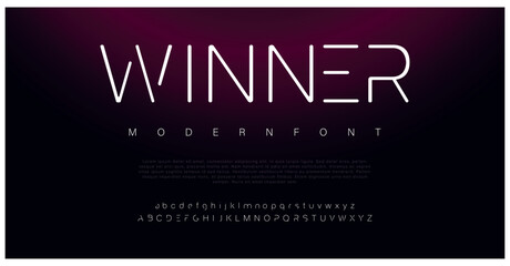 Winner Modern abstract digital alphabet font. Minimal technology typography, Creative urban sport fashion futuristic font and with numbers. vector illustration - obrazy, fototapety, plakaty