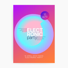 Dance Banner. Bright Glitch For Cover. Linear House Event. Abstract Pattern For Magazine Shape. Disco And Nightlife Layout. Pink And Blue Dance Banner