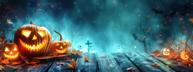 Nighttime Cemetery Scene: Halloween Party Card
