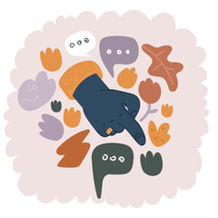 Vector illustration of Female hand point to