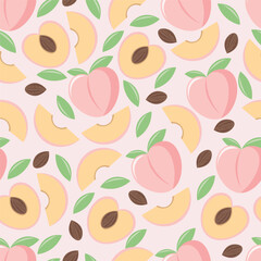peach fruit seamless pattern in vector