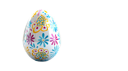 Painted Egg With Flowers, cut out Easter symbol