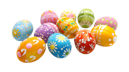 Fototapeta na wymiar Colorful Painted Eggs Stacked Together, cut out Easter symbol