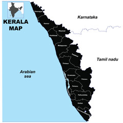 Silhouette Kerala map vector illustration on white background