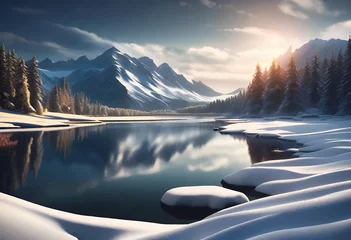 Foto op Canvas Snow and lake © G.E.G Digital Media
