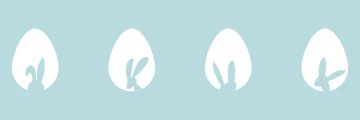 Foto op Canvas Easter egg hunt. Easter rabbit set. Bunny outline vector illustration. Bunny rabbit cut out on easter egg isolated. © Color CF ID: #35219