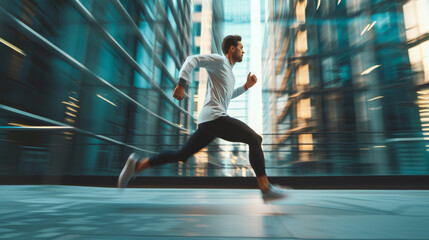 Obraz premium Energetic Run in Minimalist Urban Setting 