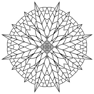 Abstract pattern with geometry elements in form of mandala. Vector illustration for coloring book, Henna, Mehndi, decoration, fabric, wall interior, cloth