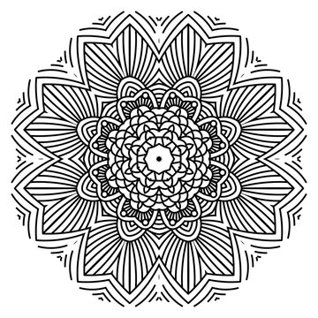 Abstract circular pattern with many details and geometry elements in form of mandala. Vector illustration for coloring book, henna, mehndi, decoration, fabric, wall interior, cloth