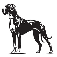 Vintage Retro Styled Vector Great Dane Silhouette Black and White - illustration

