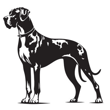 recommend clip art: Vintage Retro Styled Vector Great Dane Silhouette Black and White - illustration
                    
                    