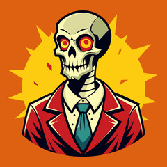 Skeleton Man illustration for tshirt sticker design