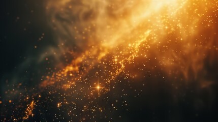 cinematic background of golden cosmic particles