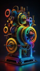 "Colorful Steampunk Machinery: A Fusion of Gears and Innovation"