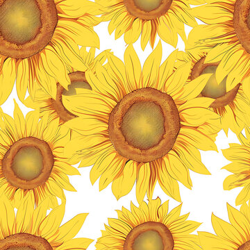 Painted Sunflower Seamless Tile