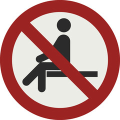 PROHIBITION SIGN PICTOGRAM, No sitting ISO 7010 – P018, PNG
