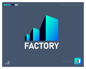 Factory logo. Geometric figures in perspective. Internet icon.