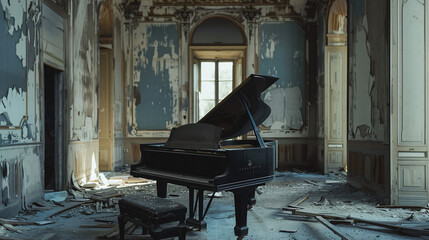 Grand piano in an abandoned villa