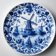 Dutch Delftware Plate - obrazy, fototapety, plakaty