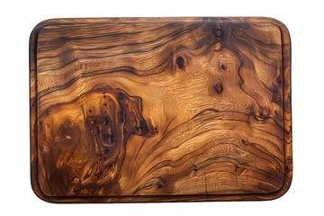 Handcrafted Olive Wood Cutting Board on White Background
