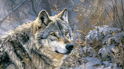 Gray wolf in the wild