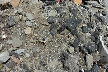Building debris after construction work, pile of different rubbish.