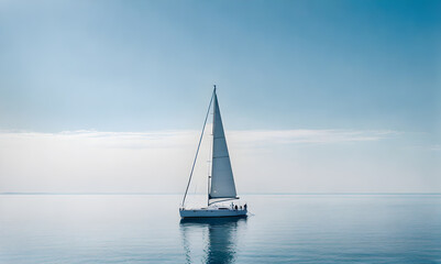 Fototapeta premium Azure ocean sailboat scene