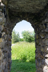 Fototapeta premium Part of a stone gate made of basalt stones
