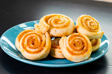 Puff Pastry Orang Jam Swirls. Pastry. food concept. diet