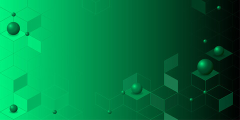 Green gradient background with cubic and spherical elements, perfect for web design, presentations, digital marketing, and website backgrounds