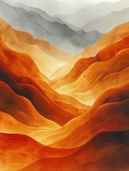 Fototapeten Beige and Brown Watercolor Desert Landscape Generative AI © Alex