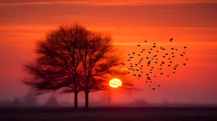 Papier Peint photo autocollant Rouge Glorious Sunrise: The Awakening of Day in Nature's Splendid Colors