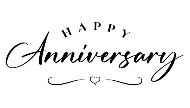 Happy Anniversary hand drawn lettering vector illustration.