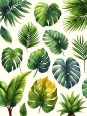 Fototapeta na wymiar Tropical Paradise: Monstera Plant Watercolor Illustration Generative AI