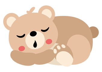 Cute teddy bear sleeping isolated on white