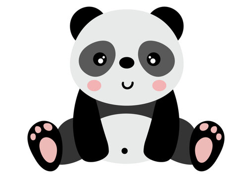 Cute and friendly panda sitting