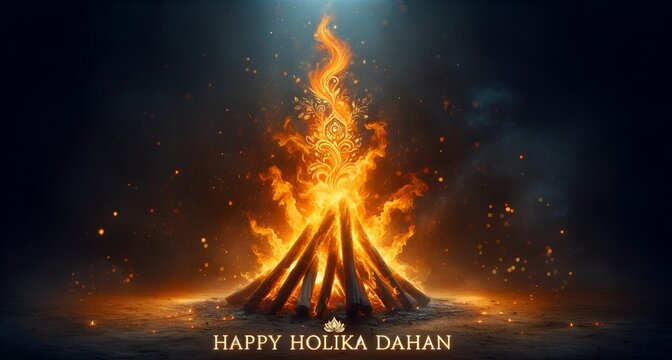 Realistic bonfire for holika dahan celebration.