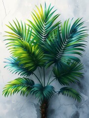 Fototapeta na wymiar Tropical Summer Escape: Watercolor Palm Leaves on White Generative AI