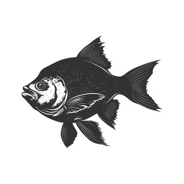 recommend clip art: Silhouette piranha fish animal black color only full body