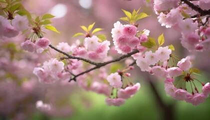 Fototapeta premium Japanese cherry flower in bloom. Generated with AI