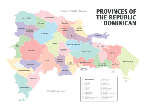 Map of the provinces and regions of the Dominican Republic