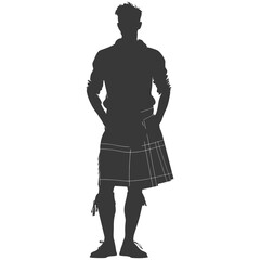 Fototapeta premium Silhouette Scottish Man Wearing Kilt black color only