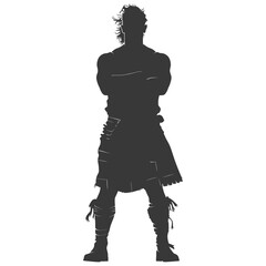 Fototapeta na wymiar Silhouette Scottish Man Wearing Kilt black color only