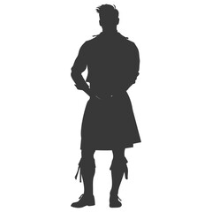 Silhouette Scottish Man Wearing Kilt black color only