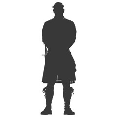 Silhouette Scottish Man Wearing Kilt black color only - obrazy, fototapety, plakaty
