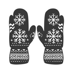 Silhouette snow knit mittens black color only full