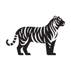 Roaring Tiger: Majestic Silhouette - Capturing the Power and Majesty of the Jungle's Fierce Predator in Bold Form. Tiger Vector, Tiger Illustration. Tiger Silhouette.